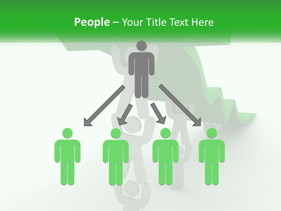 A Group Of People Holding Up A Green Arrow PowerPoint Template