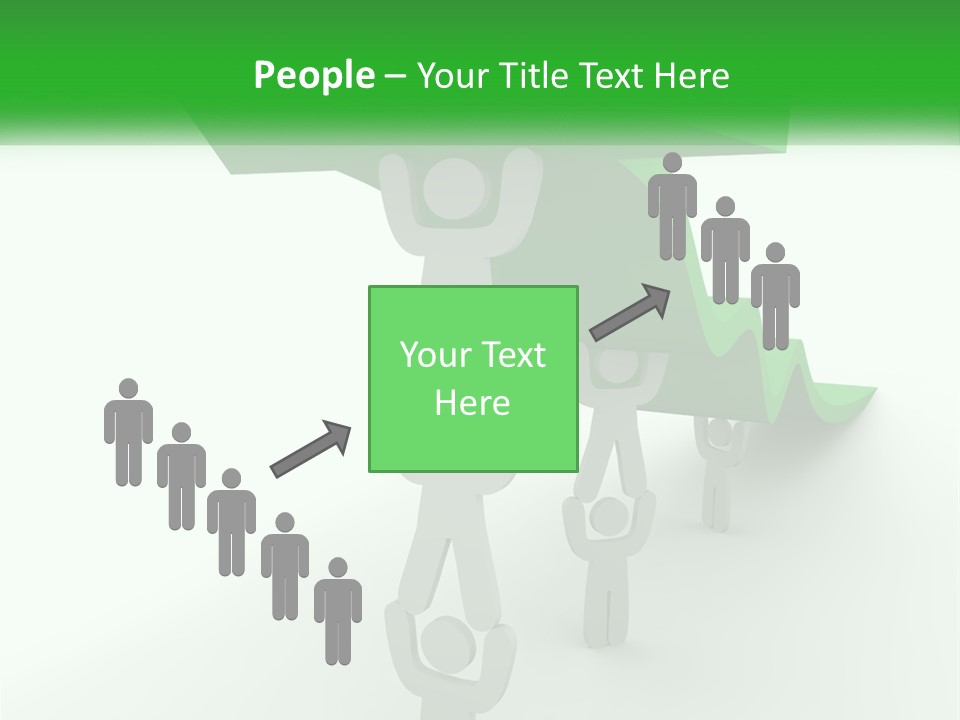 A Group Of People Holding Up A Green Arrow PowerPoint Template