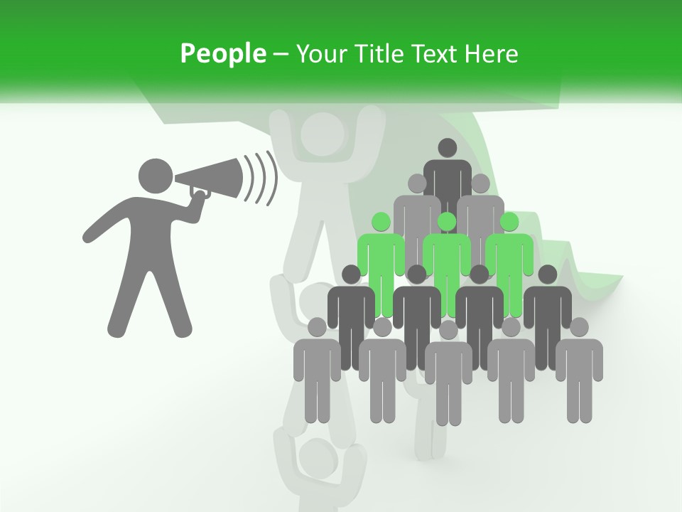 A Group Of People Holding Up A Green Arrow PowerPoint Template
