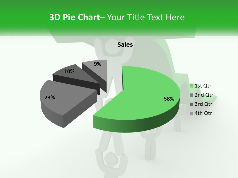 A Group Of People Holding Up A Green Arrow PowerPoint Template