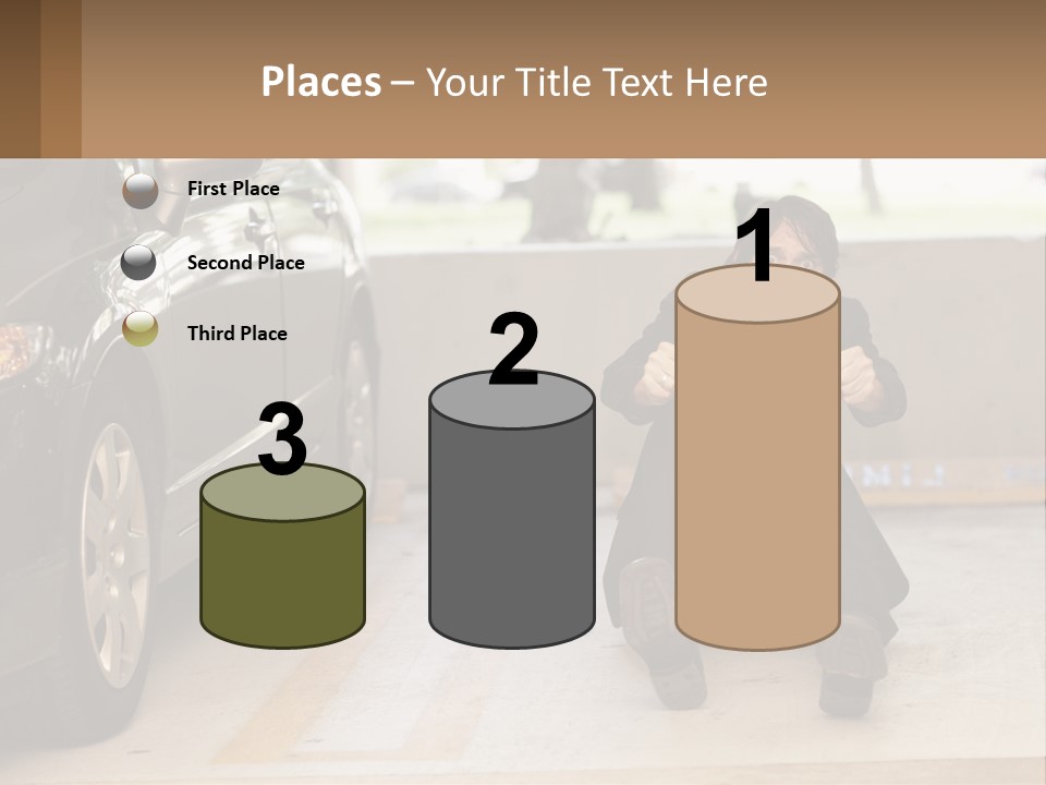 A Woman Sitting On The Ground In Front Of A Car PowerPoint Template