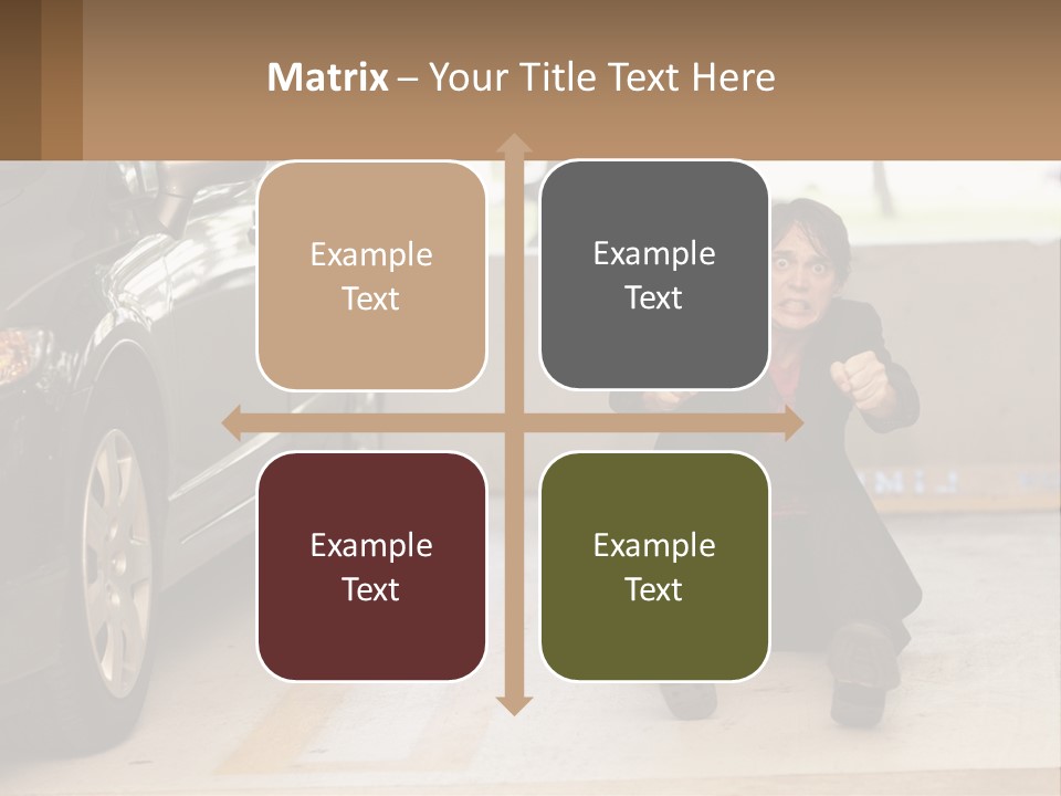 A Woman Sitting On The Ground In Front Of A Car PowerPoint Template