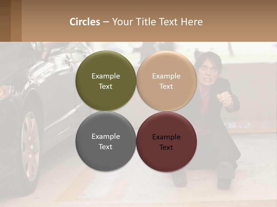 A Woman Sitting On The Ground In Front Of A Car PowerPoint Template