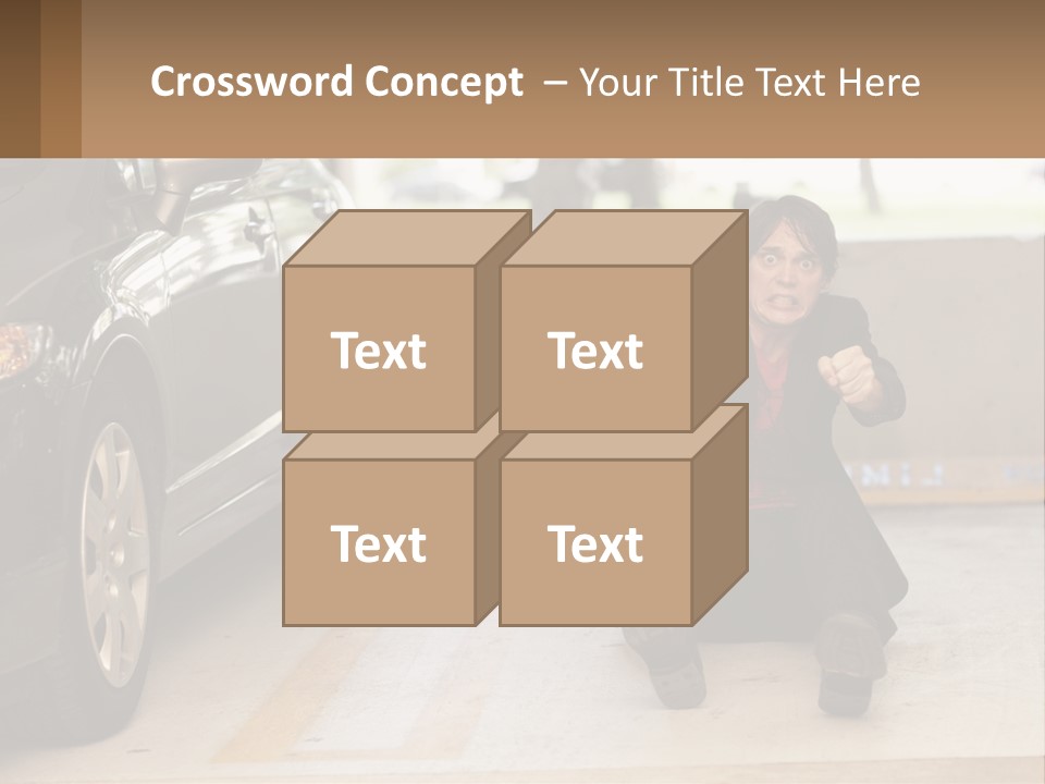 A Woman Sitting On The Ground In Front Of A Car PowerPoint Template