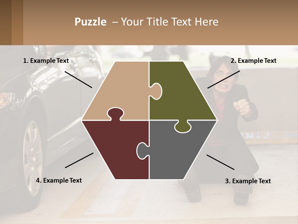 A Woman Sitting On The Ground In Front Of A Car PowerPoint Template