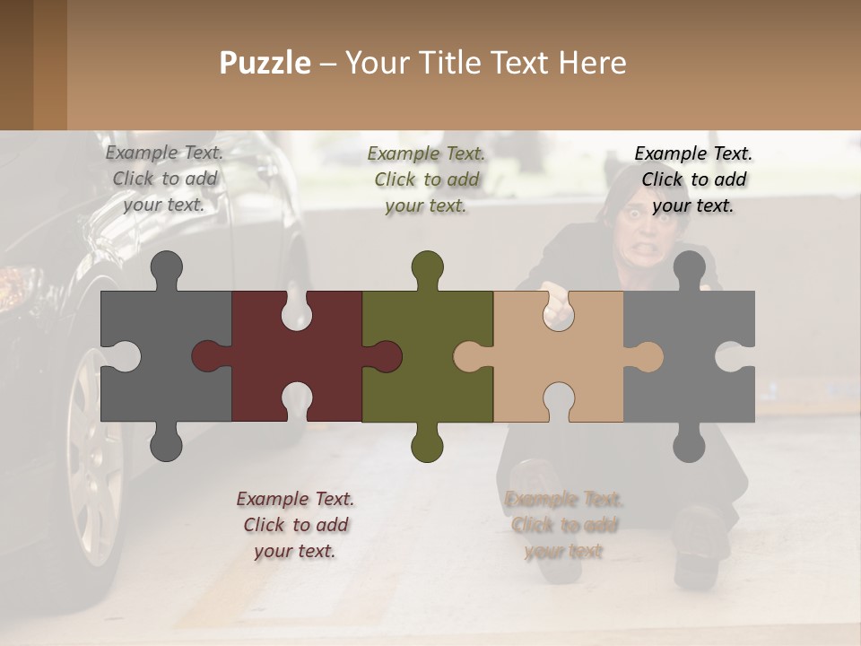 A Woman Sitting On The Ground In Front Of A Car PowerPoint Template