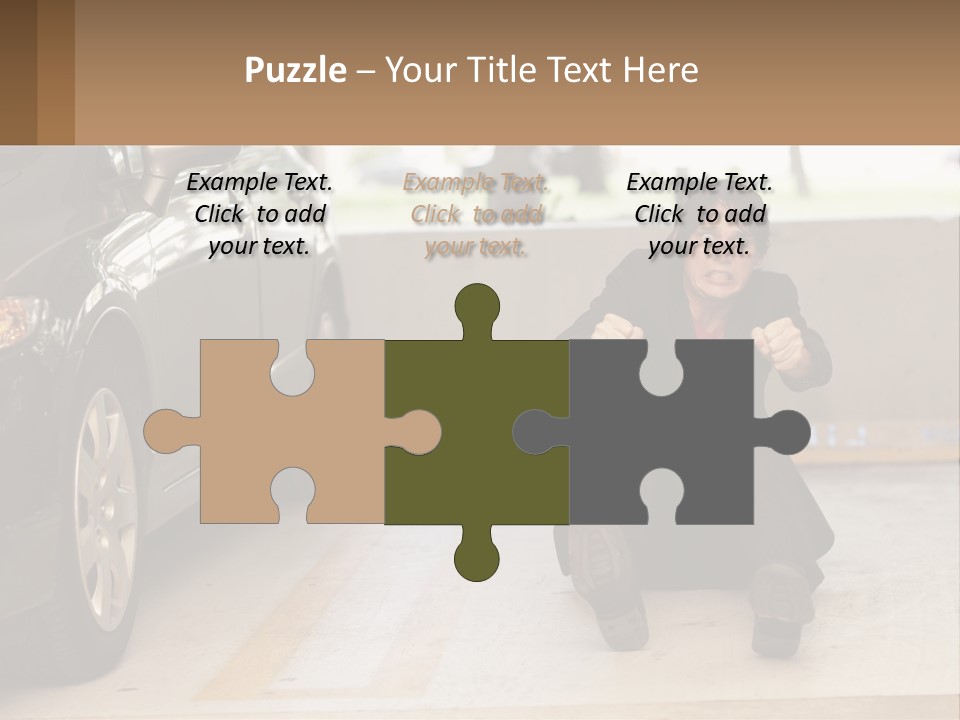 A Woman Sitting On The Ground In Front Of A Car PowerPoint Template