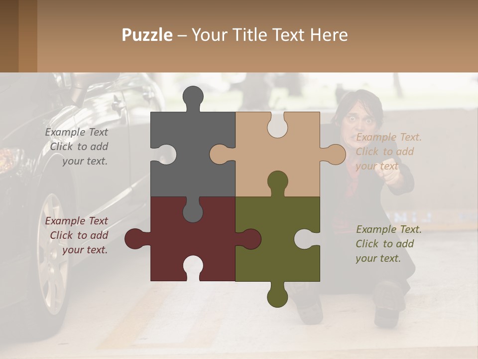 A Woman Sitting On The Ground In Front Of A Car PowerPoint Template