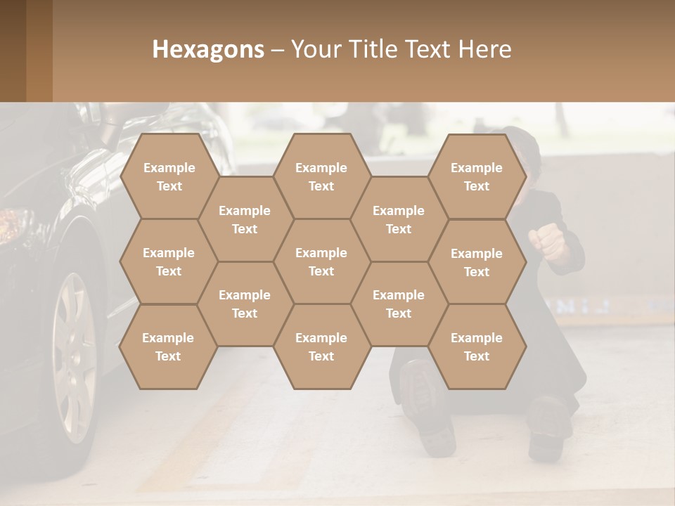 A Woman Sitting On The Ground In Front Of A Car PowerPoint Template