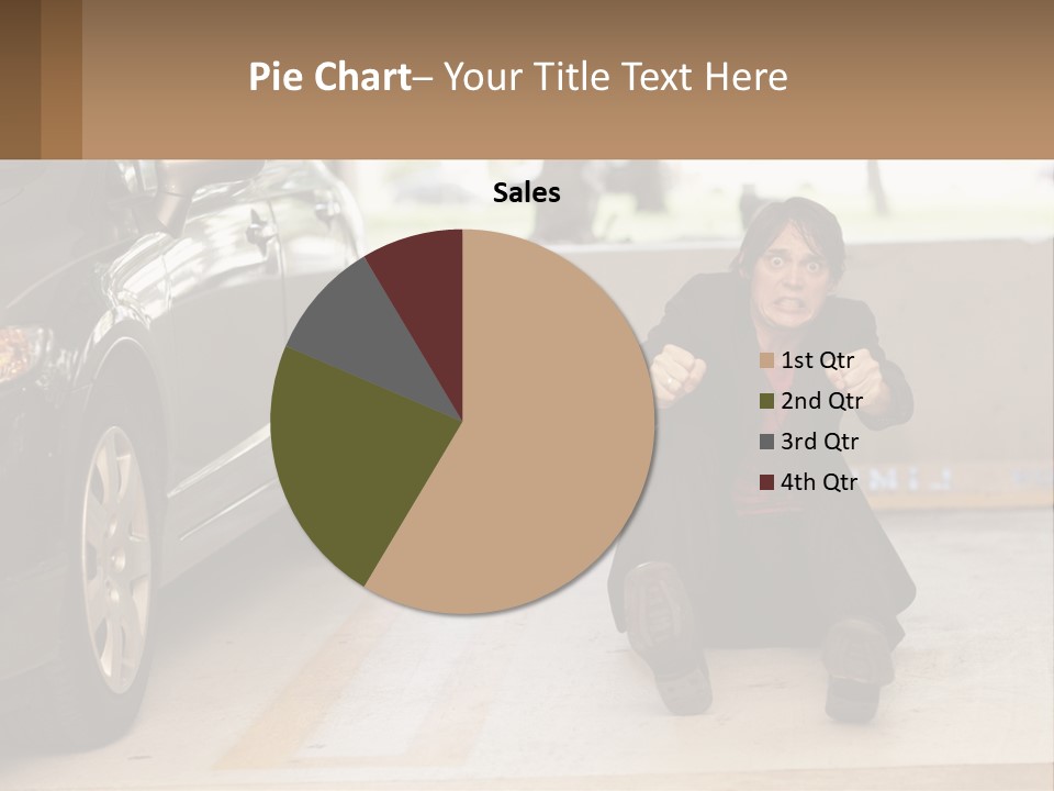 A Woman Sitting On The Ground In Front Of A Car PowerPoint Template