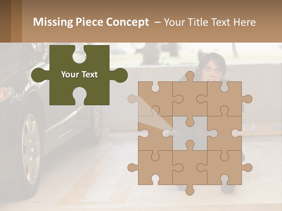 A Woman Sitting On The Ground In Front Of A Car PowerPoint Template