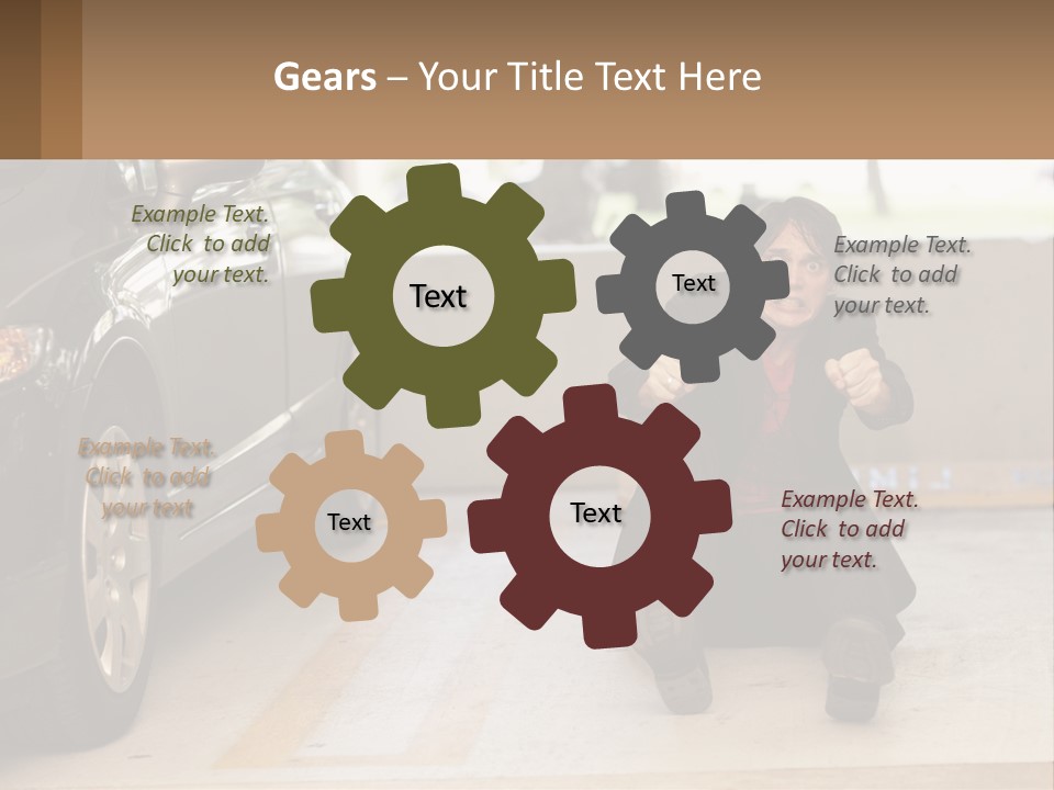 A Woman Sitting On The Ground In Front Of A Car PowerPoint Template