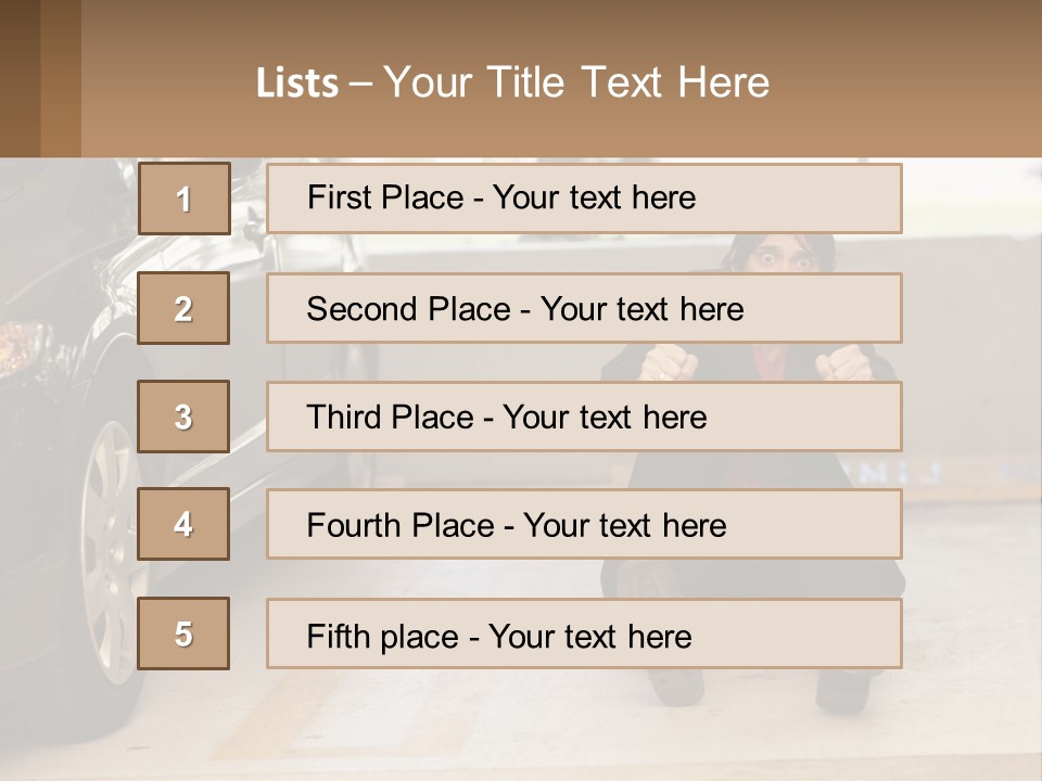 A Woman Sitting On The Ground In Front Of A Car PowerPoint Template