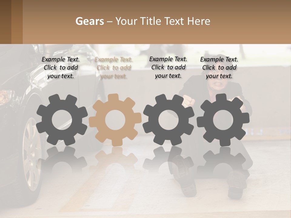 A Woman Sitting On The Ground In Front Of A Car PowerPoint Template