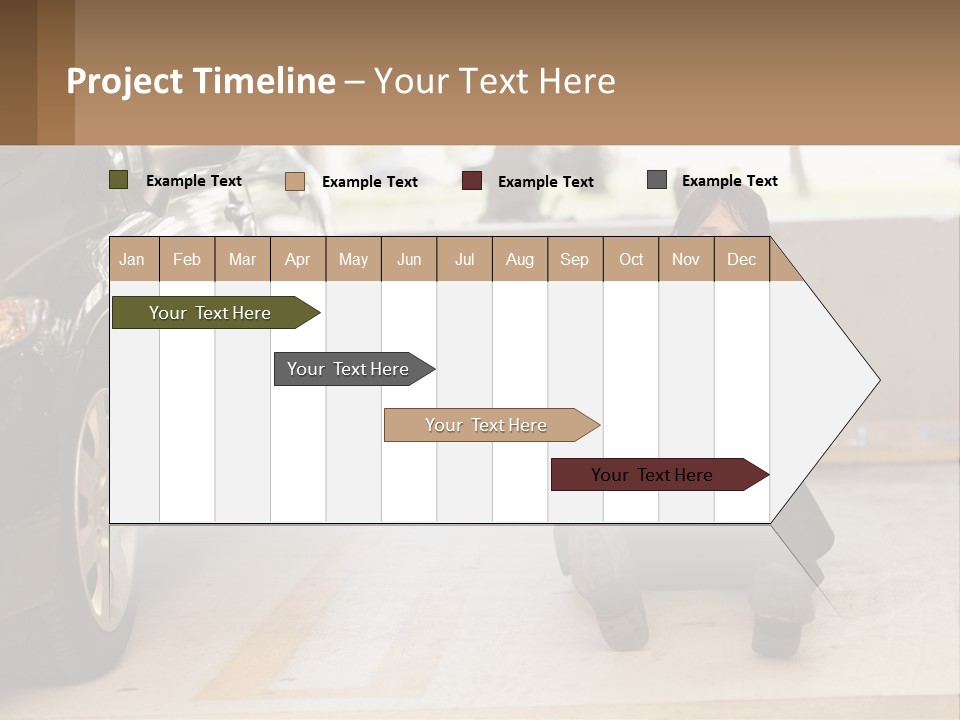 A Woman Sitting On The Ground In Front Of A Car PowerPoint Template