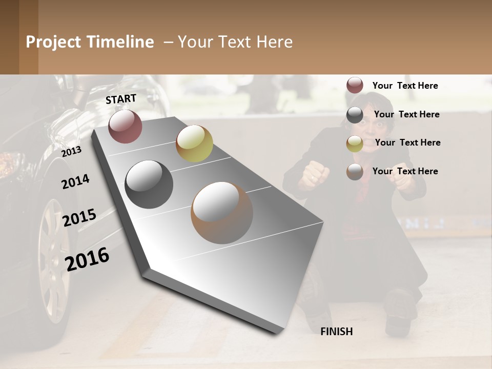 A Woman Sitting On The Ground In Front Of A Car PowerPoint Template