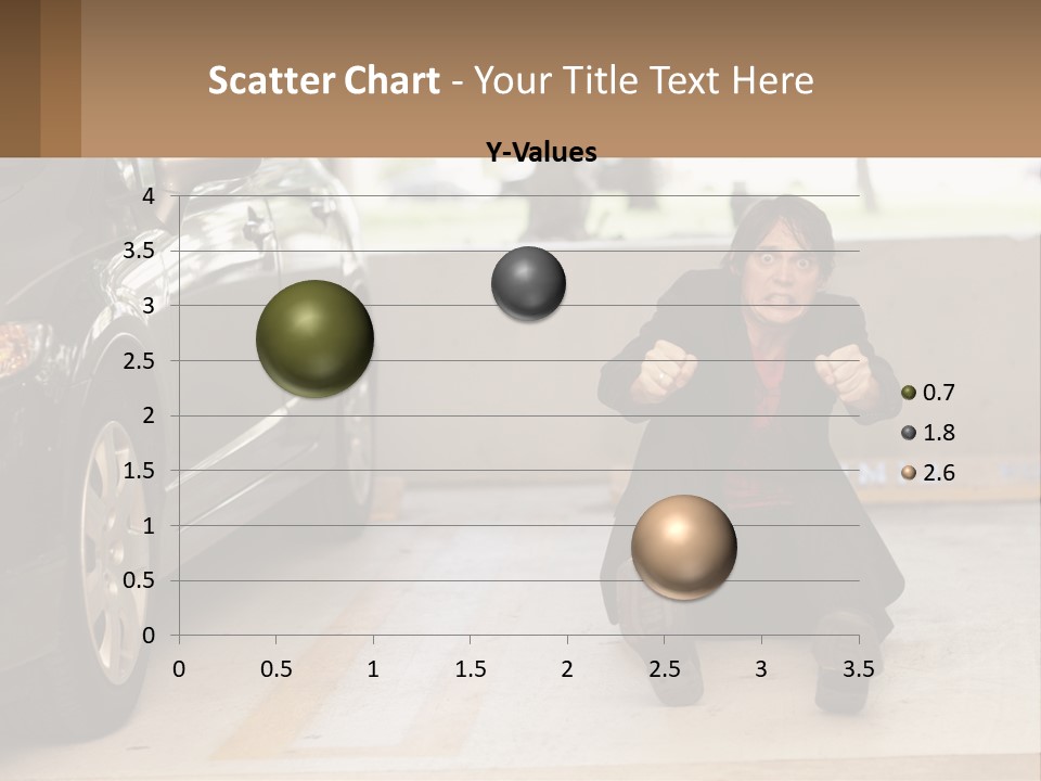 A Woman Sitting On The Ground In Front Of A Car PowerPoint Template