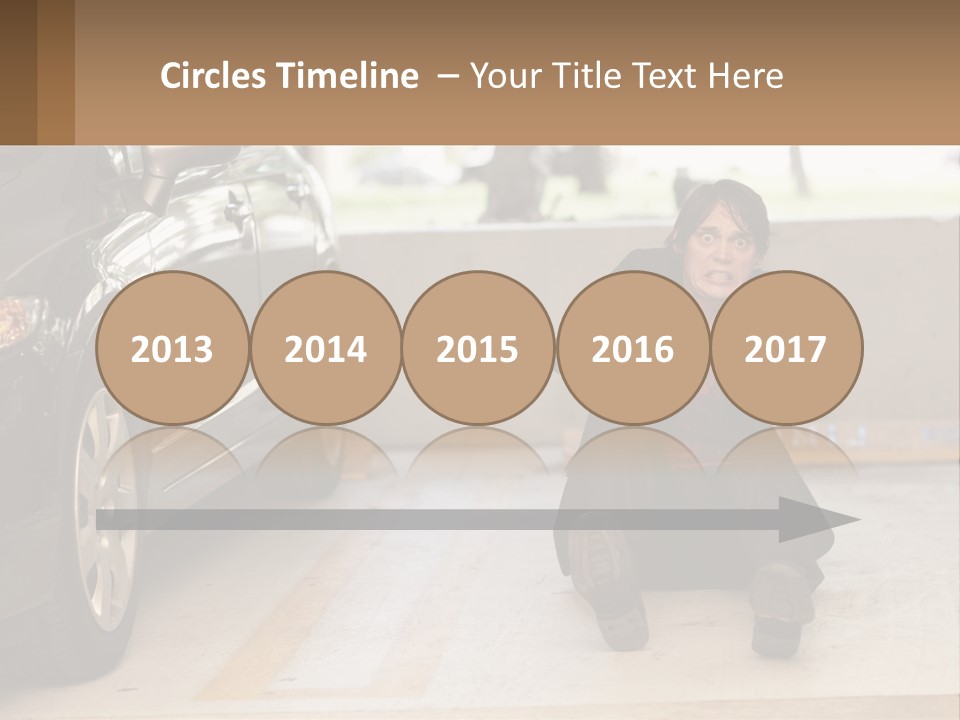 A Woman Sitting On The Ground In Front Of A Car PowerPoint Template