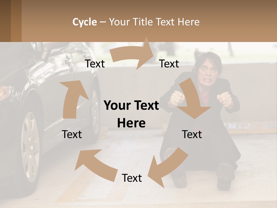 A Woman Sitting On The Ground In Front Of A Car PowerPoint Template