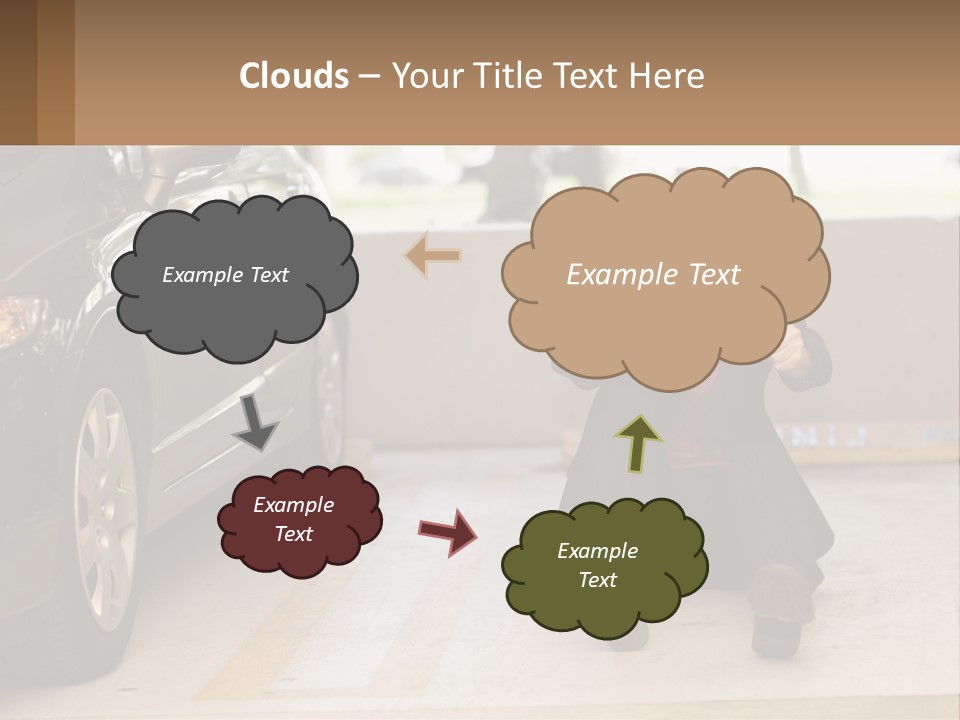 A Woman Sitting On The Ground In Front Of A Car PowerPoint Template