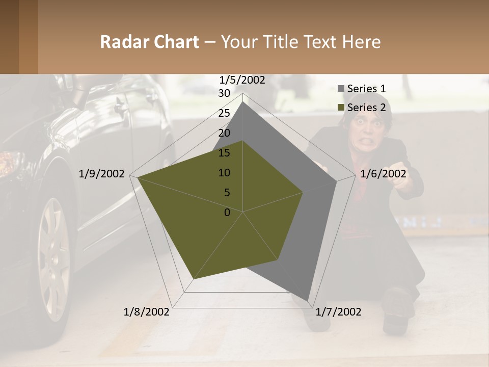 A Woman Sitting On The Ground In Front Of A Car PowerPoint Template