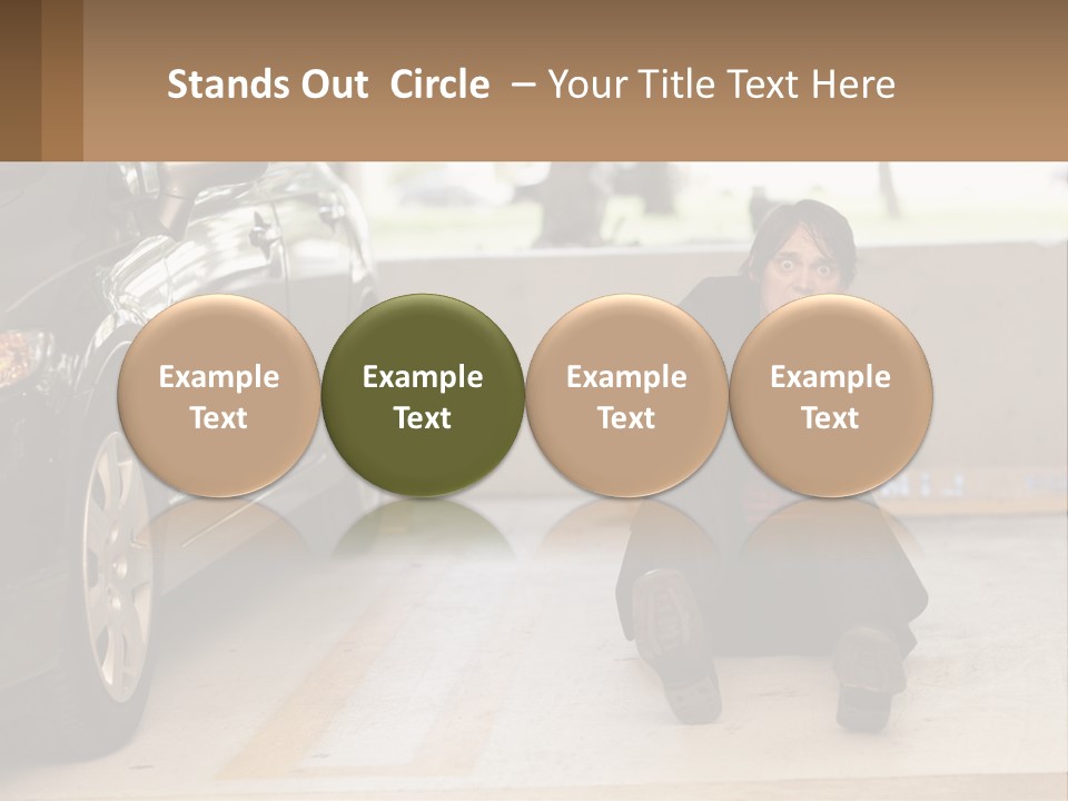 A Woman Sitting On The Ground In Front Of A Car PowerPoint Template