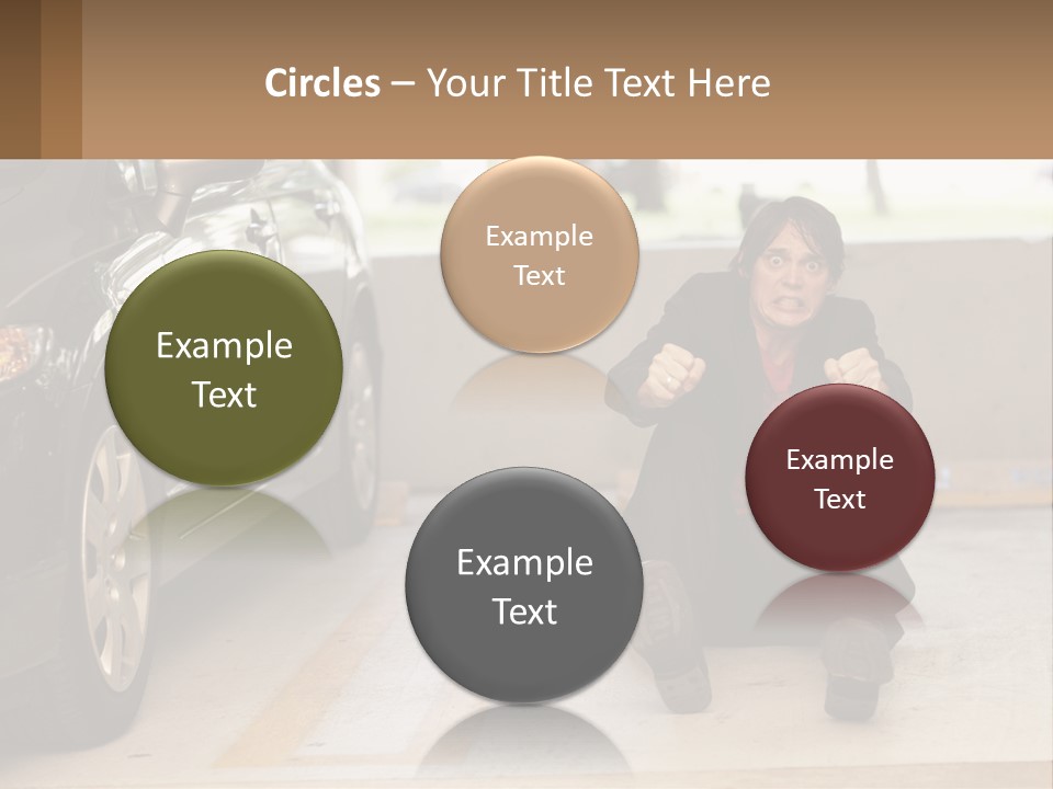 A Woman Sitting On The Ground In Front Of A Car PowerPoint Template