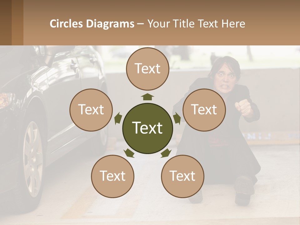 A Woman Sitting On The Ground In Front Of A Car PowerPoint Template