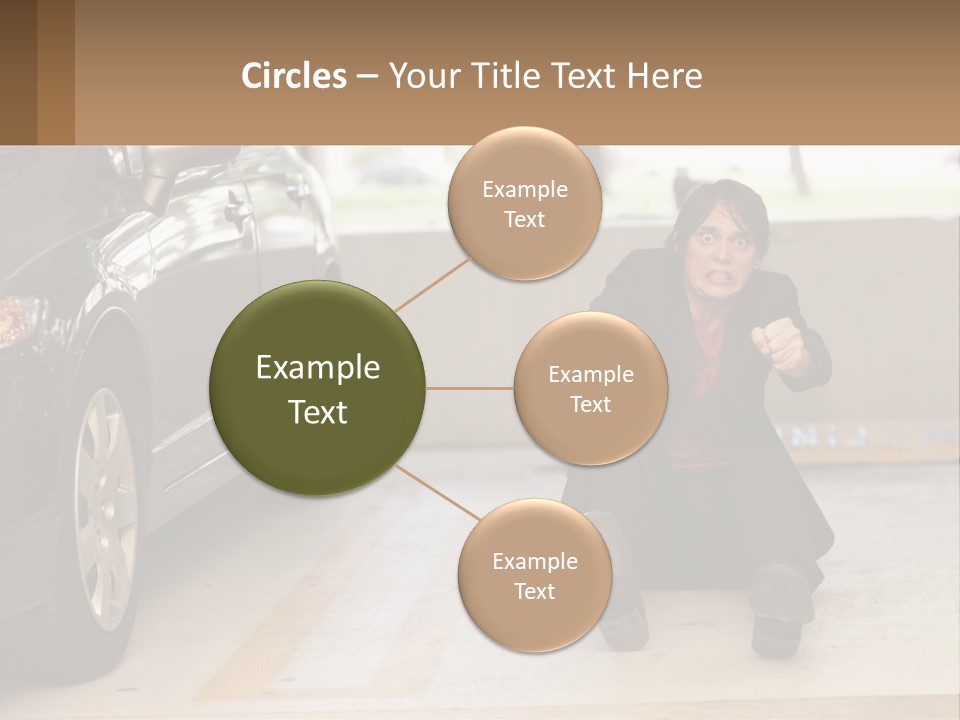 A Woman Sitting On The Ground In Front Of A Car PowerPoint Template