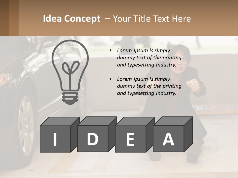 A Woman Sitting On The Ground In Front Of A Car PowerPoint Template