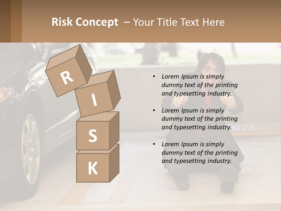 A Woman Sitting On The Ground In Front Of A Car PowerPoint Template