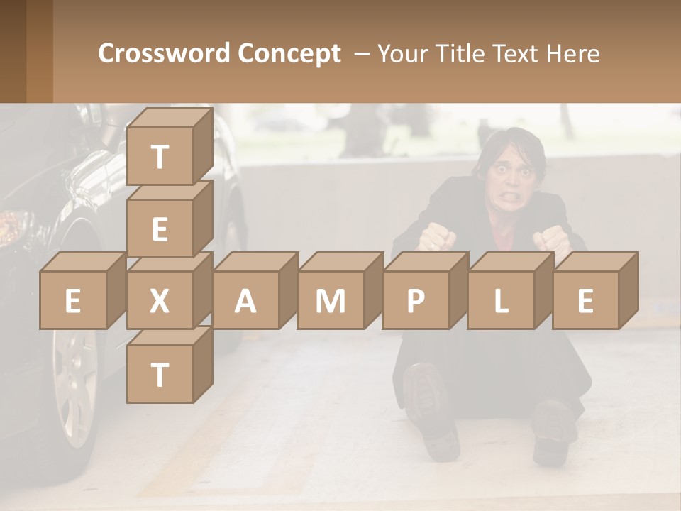 A Woman Sitting On The Ground In Front Of A Car PowerPoint Template