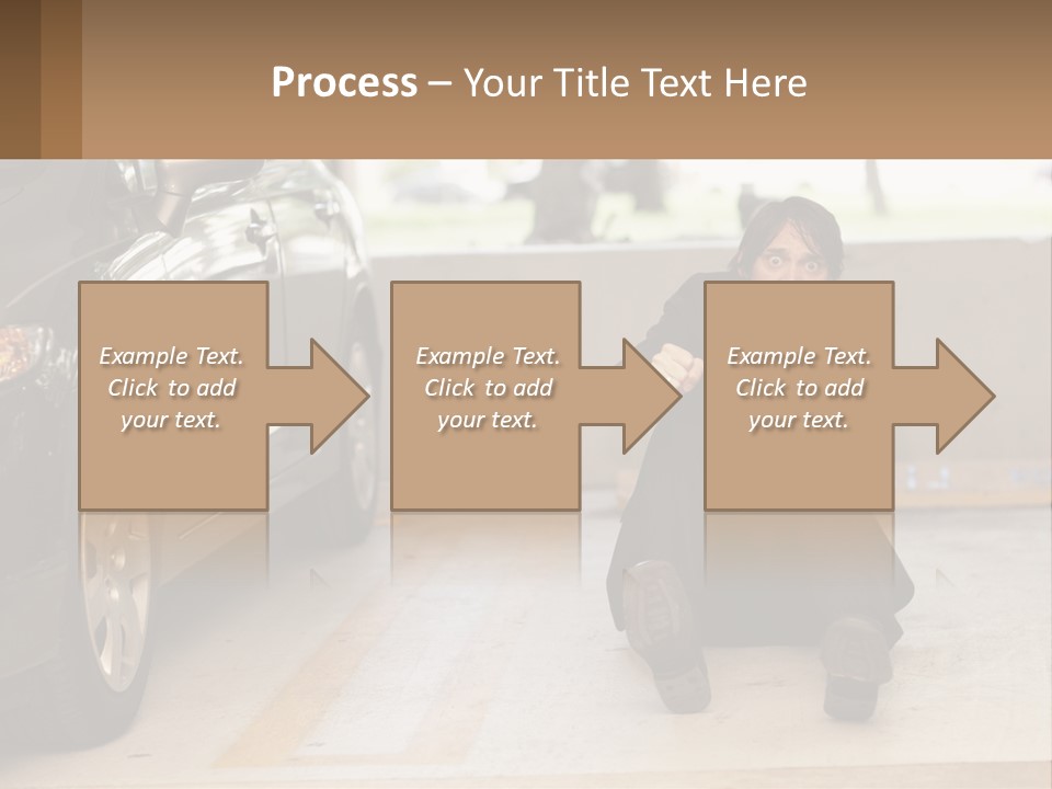 A Woman Sitting On The Ground In Front Of A Car PowerPoint Template