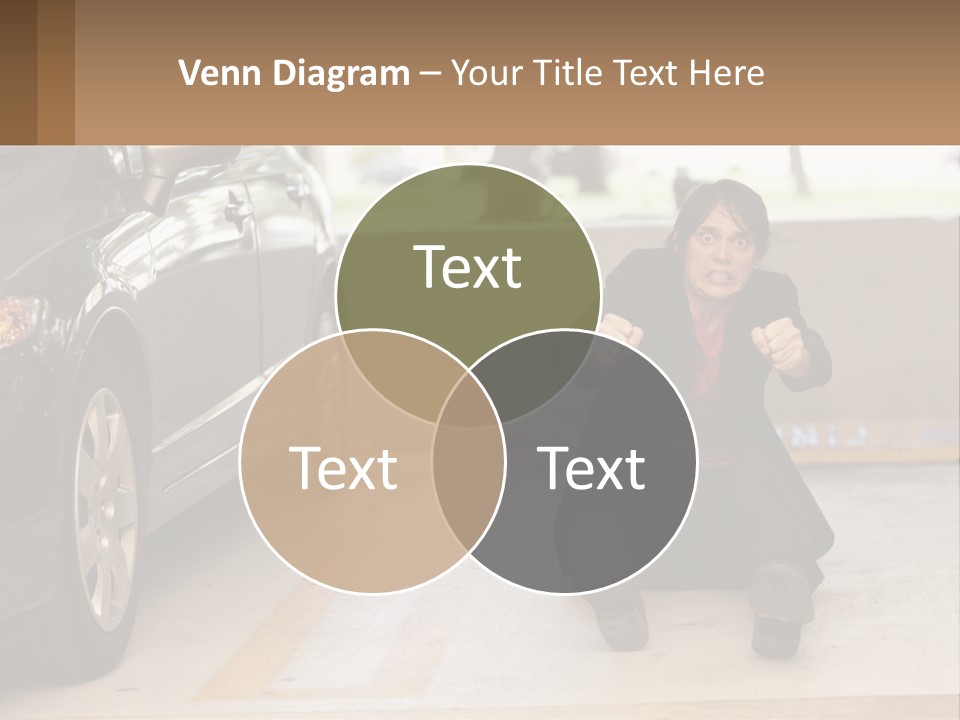 A Woman Sitting On The Ground In Front Of A Car PowerPoint Template