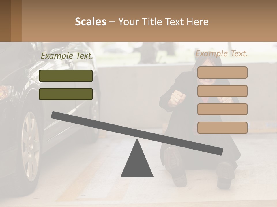 A Woman Sitting On The Ground In Front Of A Car PowerPoint Template