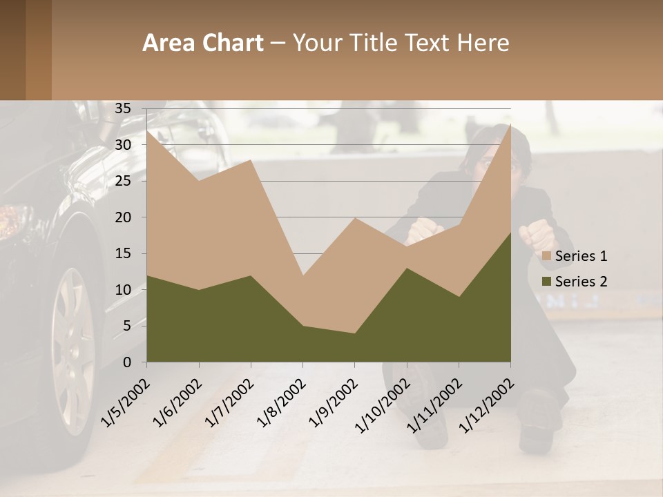 A Woman Sitting On The Ground In Front Of A Car PowerPoint Template