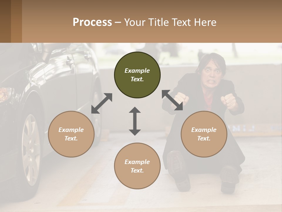 A Woman Sitting On The Ground In Front Of A Car PowerPoint Template