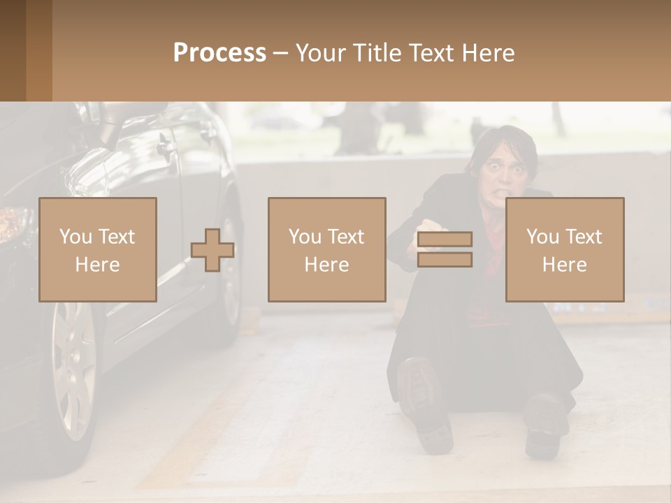 A Woman Sitting On The Ground In Front Of A Car PowerPoint Template