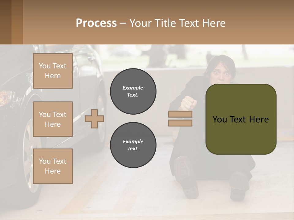 A Woman Sitting On The Ground In Front Of A Car PowerPoint Template