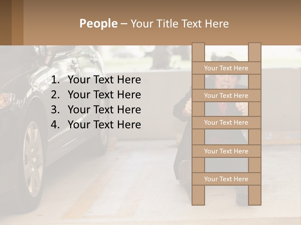 A Woman Sitting On The Ground In Front Of A Car PowerPoint Template