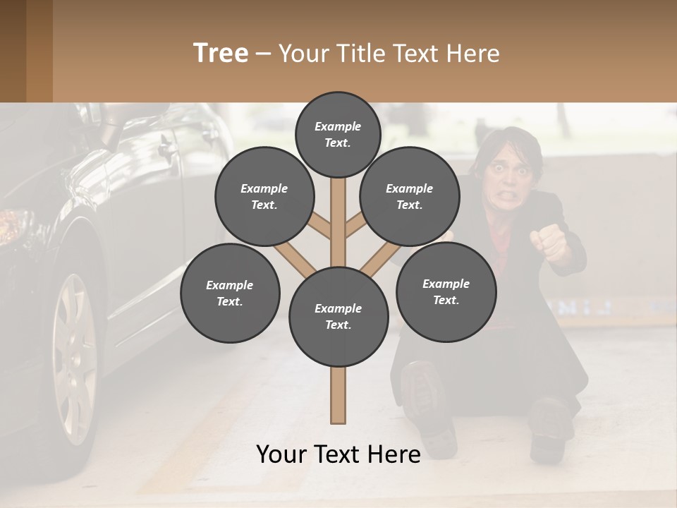 A Woman Sitting On The Ground In Front Of A Car PowerPoint Template