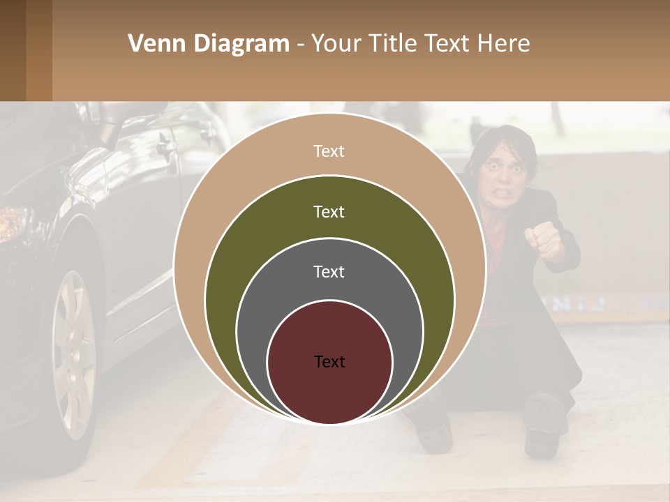A Woman Sitting On The Ground In Front Of A Car PowerPoint Template