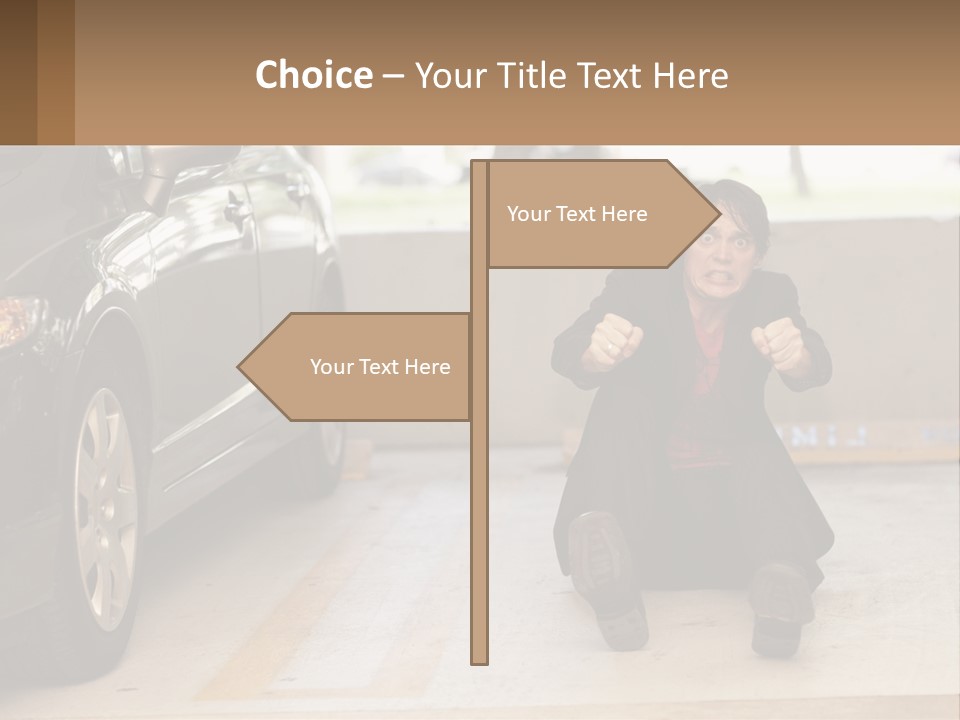 A Woman Sitting On The Ground In Front Of A Car PowerPoint Template