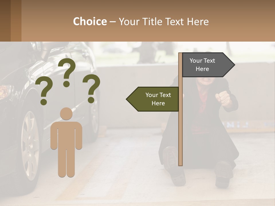 A Woman Sitting On The Ground In Front Of A Car PowerPoint Template