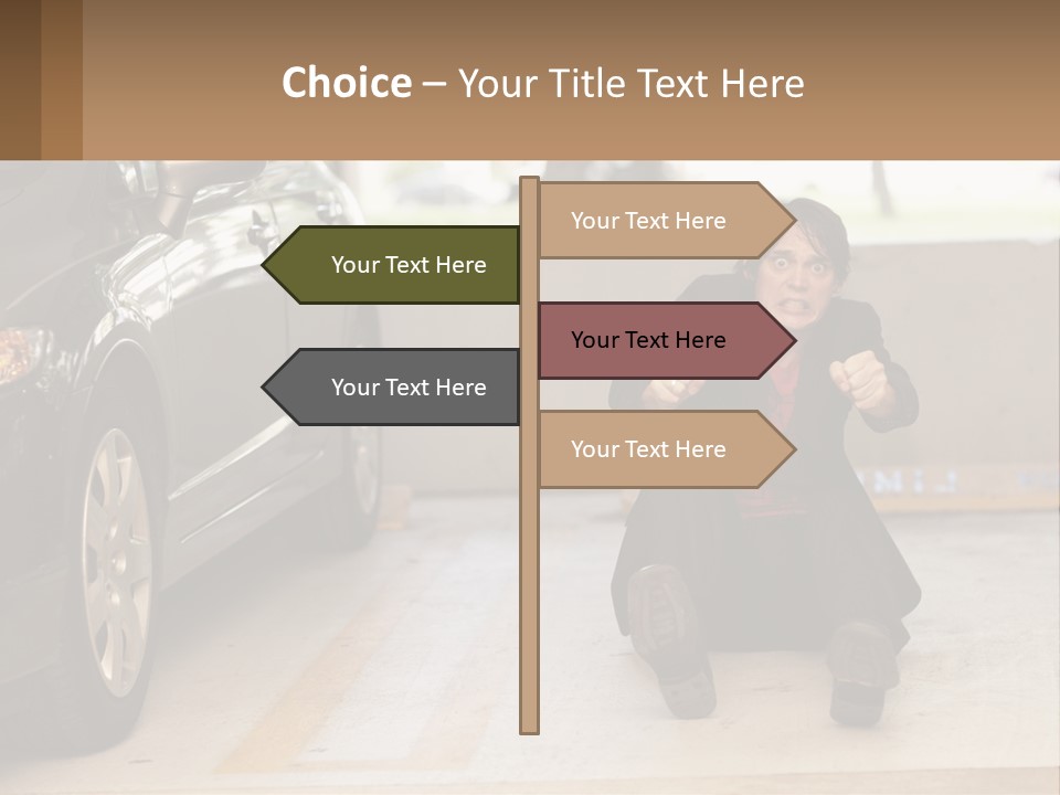 A Woman Sitting On The Ground In Front Of A Car PowerPoint Template