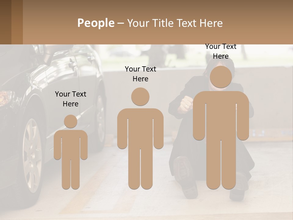 A Woman Sitting On The Ground In Front Of A Car PowerPoint Template