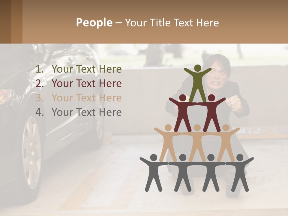 A Woman Sitting On The Ground In Front Of A Car PowerPoint Template