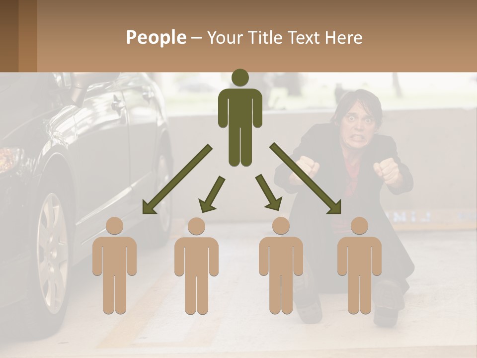 A Woman Sitting On The Ground In Front Of A Car PowerPoint Template