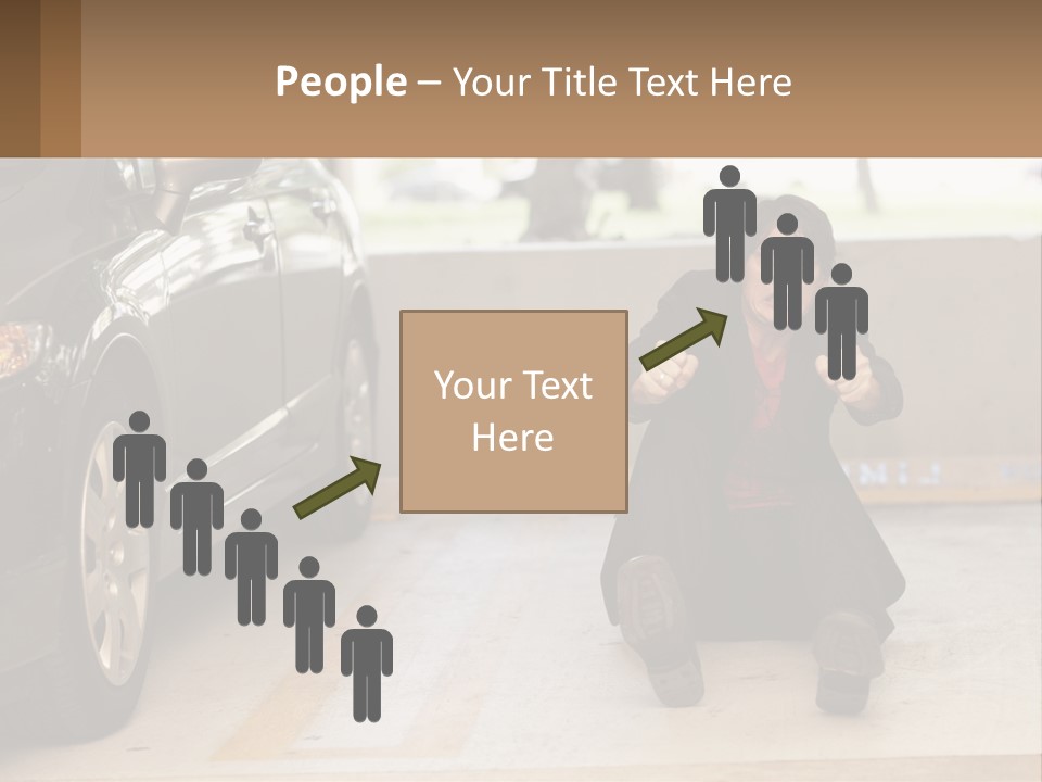 A Woman Sitting On The Ground In Front Of A Car PowerPoint Template