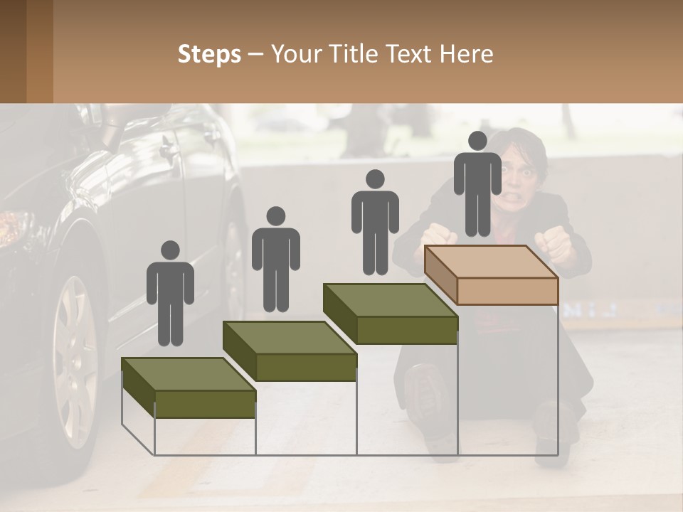 A Woman Sitting On The Ground In Front Of A Car PowerPoint Template